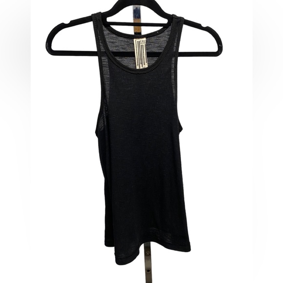 Free people long black ribbed tank top size small - Picture 1 of 2